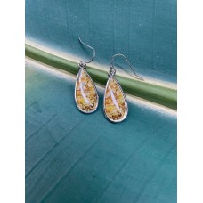 Metal amber colored earrings on fish hook